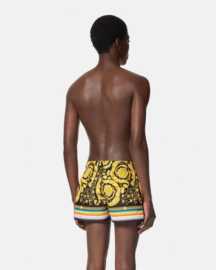 Swimwear Men Versace Pride Barocco Swim Shorts Blackprint