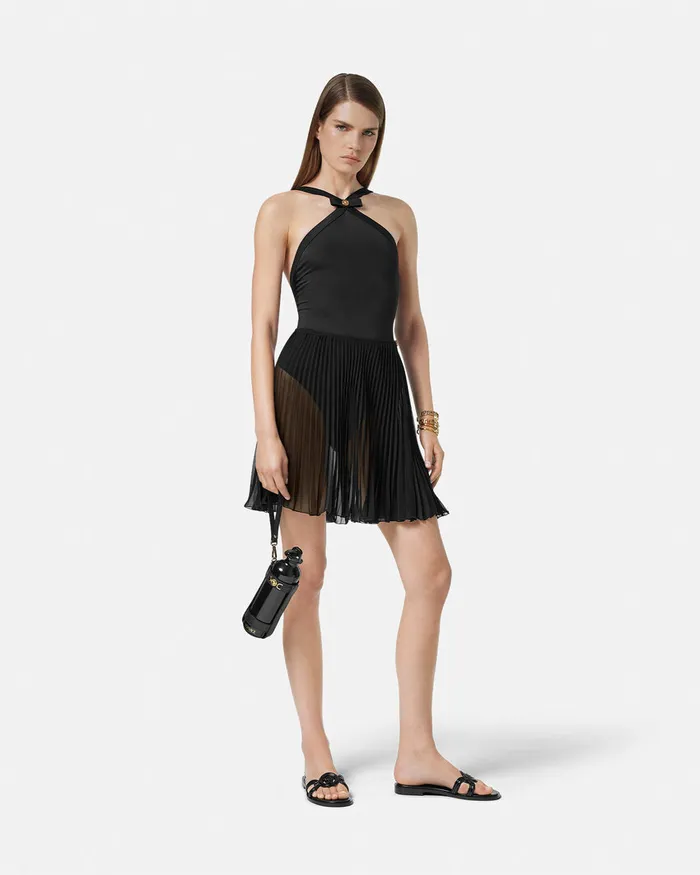 Swimwear Women Versace Gianni Ribbon OnePiece Swimsuit Black