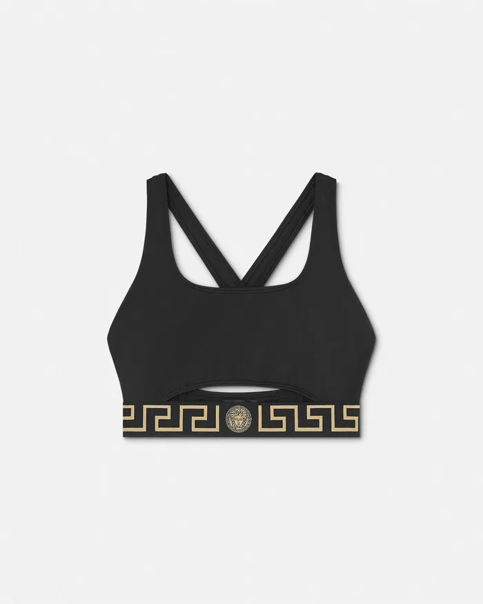 Swimwear Women Versace Greca Border Bikini Top Black