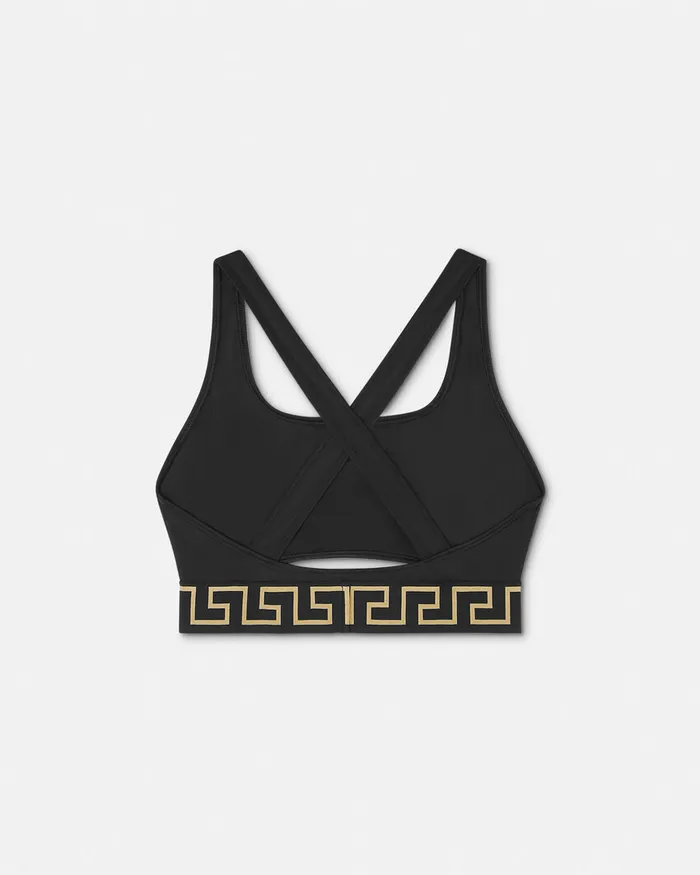 Swimwear Women Versace Greca Border Bikini Top Black