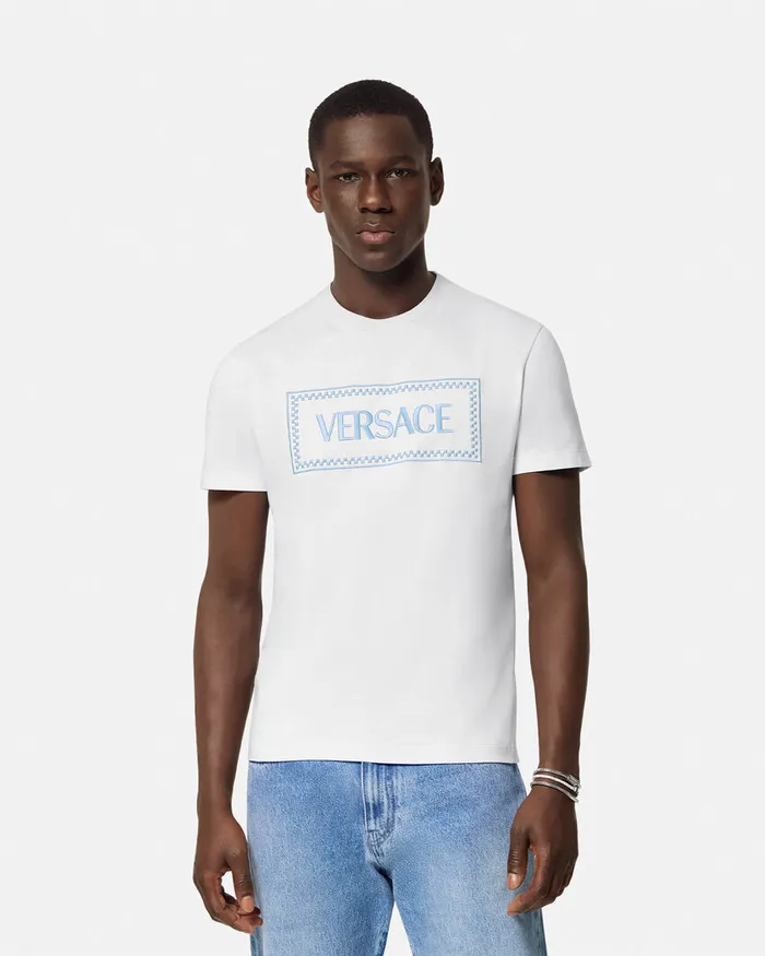 TShirts and Polos Men Versace Embroidered 03990s Vintage Logo TShirt White