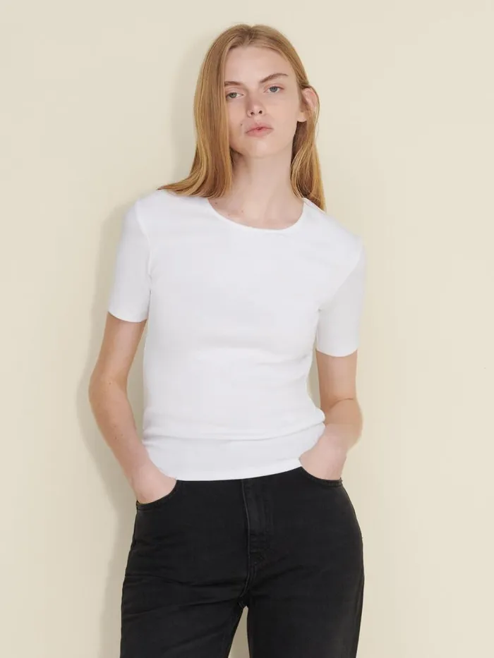 Tshirts and Sweats Women Holzweiler Fitted Rib Tee White