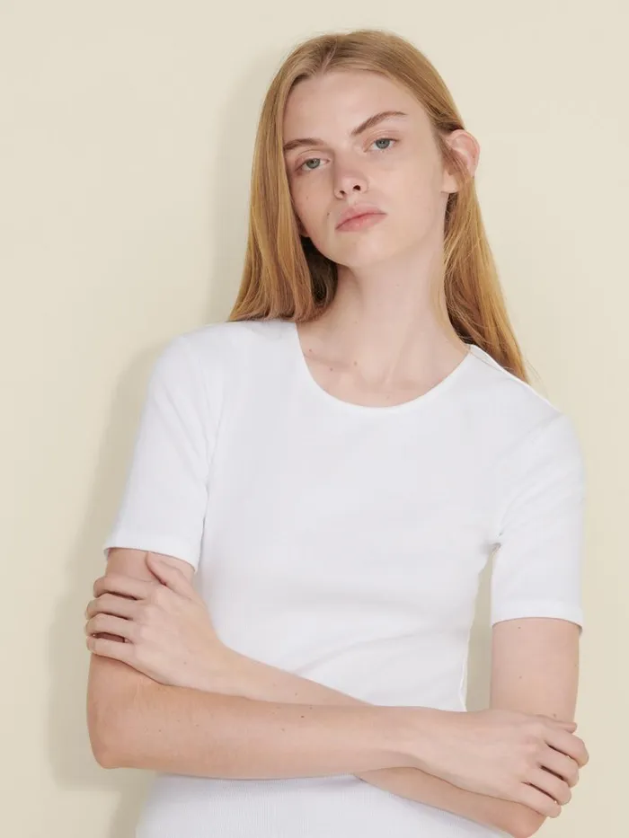 Tshirts and Sweats Women Holzweiler Fitted Rib Tee White