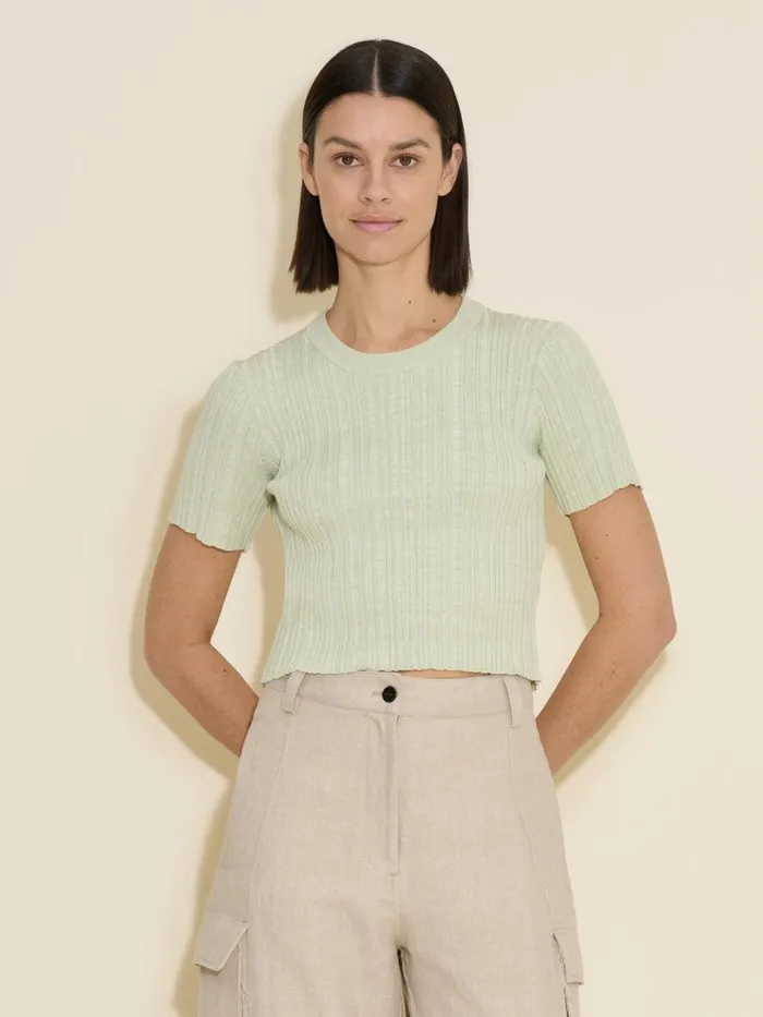 Tshirts and Sweats Women Holzweiler Tree Cropped Knit Tee Lt Green Mix
