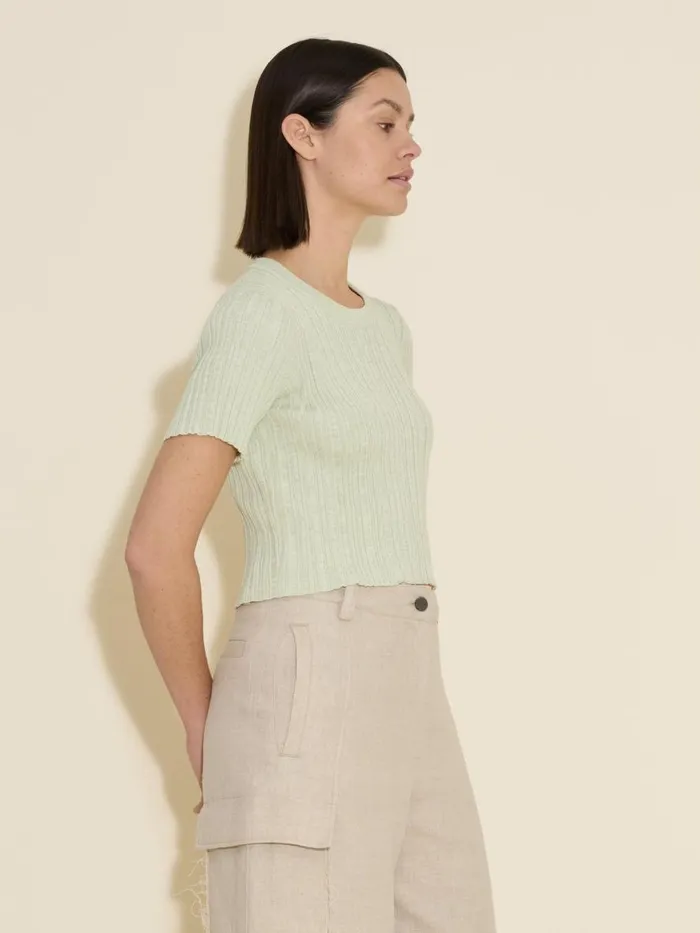 Tshirts and Sweats Women Holzweiler Tree Cropped Knit Tee Lt Green Mix