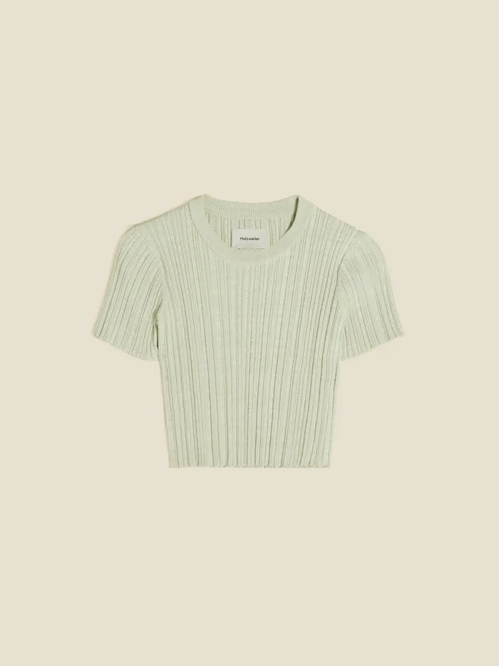 Tshirts and Sweats Women Holzweiler Tree Cropped Knit Tee Lt Green Mix