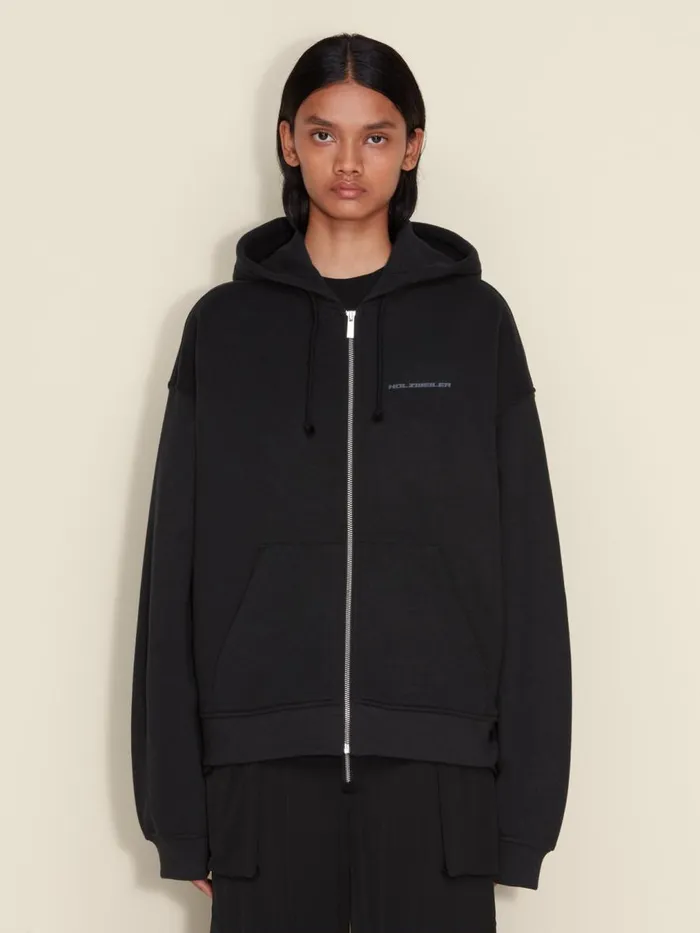 Tshirts and Sweats Women Holzweiler W Ceremony Zip Hoodie Black