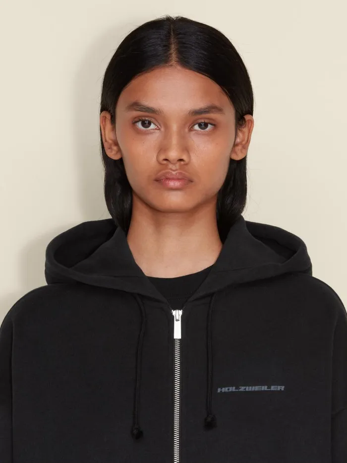 Tshirts and Sweats Women Holzweiler W Ceremony Zip Hoodie Black