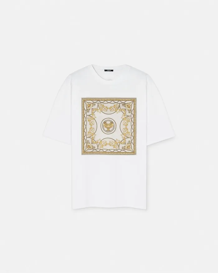 TShirts and Sweatshirts Women Versace La Coupe Des Dieux Oversized TShirt Whiteprint