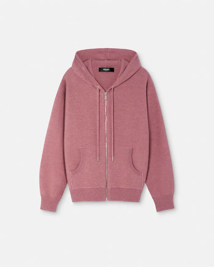 TShirts and Sweatshirts Women Versace Medusa Towel Zip Hoodie Pink