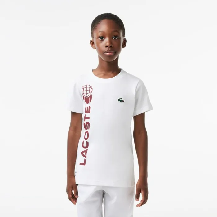 TShirts and Tops Kids Lacoste Kids039 Cotton Jersey Tennis TShirt White 001