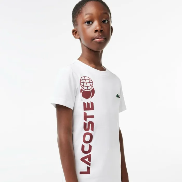 TShirts and Tops Kids Lacoste Kids039 Cotton Jersey Tennis TShirt White 001