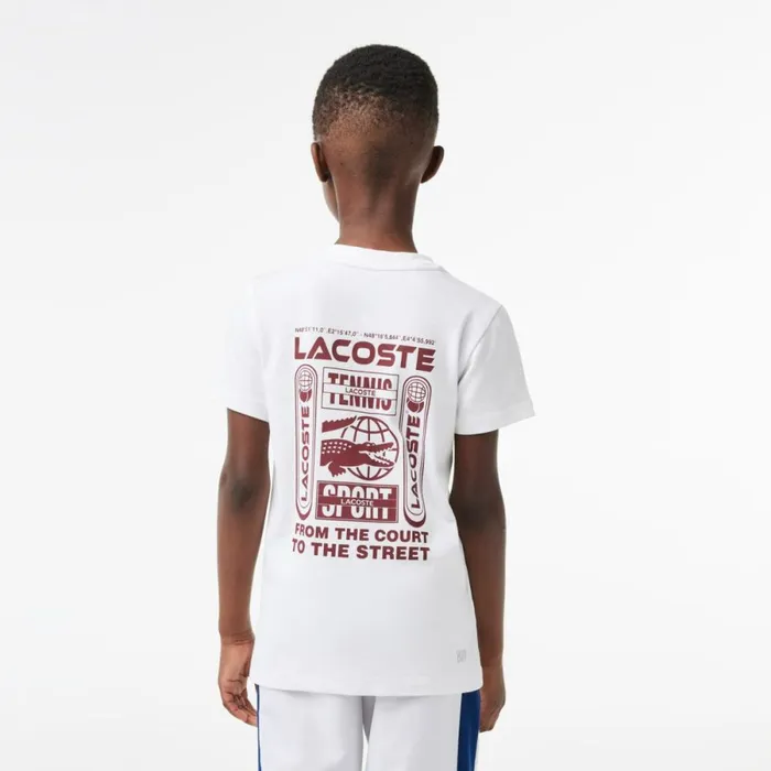 TShirts and Tops Kids Lacoste Kids039 Cotton Jersey Tennis TShirt White 001