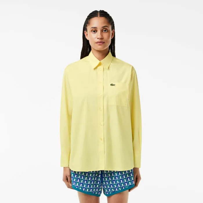 TShirts and Tops Women Lacoste Women039s Oversized Fit Cotton Poplin Shirt Pastel Yellow 107 TShirts and Tops Women Lacoste Women039s Oversized Fit Cotton Poplin Shirt Pastel Yellow 107