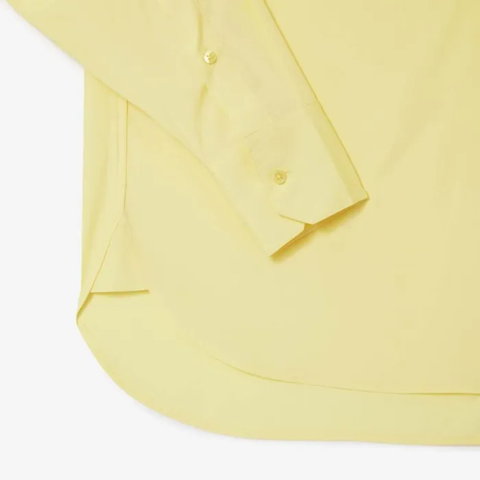 TShirts and Tops Women Lacoste Women039s Oversized Fit Cotton Poplin Shirt Pastel Yellow 107