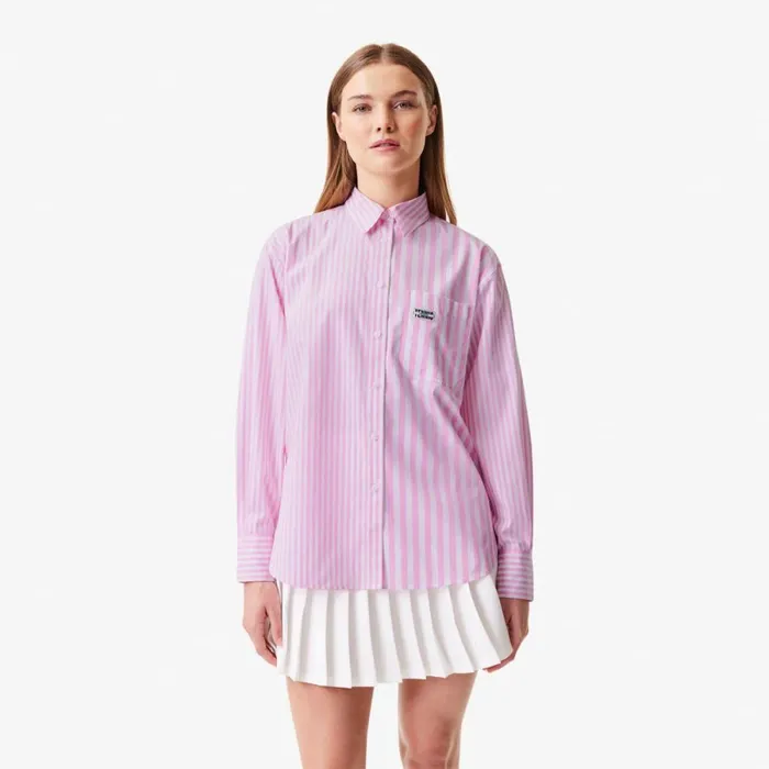 TShirts and Tops Women Lacoste Women039s Striped Cotton Poplin Shirt Pink White Iym TShirts and Tops Women Lacoste Women039s Striped Cotton Poplin Shirt Pink White Iym