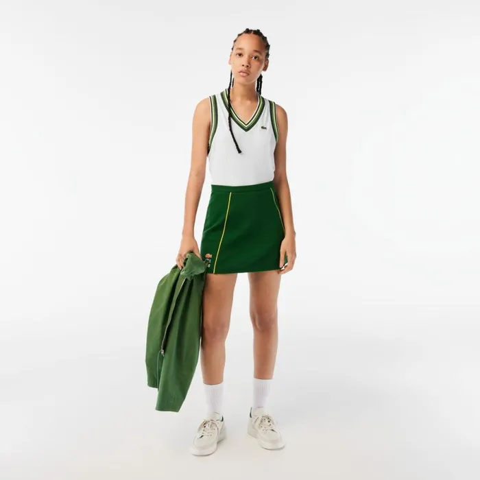 TShirts and Tops Women Lacoste Womens Contrast V Neck Tank Top White 001