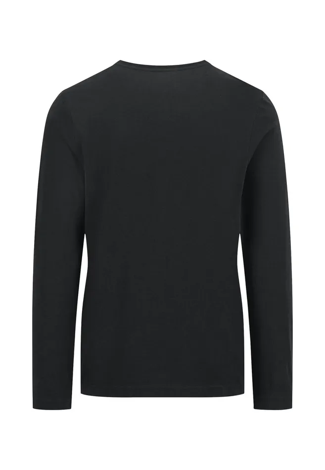 Tshirts Men FYNCHHATTON Long sleeved Shirt With A Round Neckline Navymidnightasphaltpoppy Redblackstrong Bluewhite