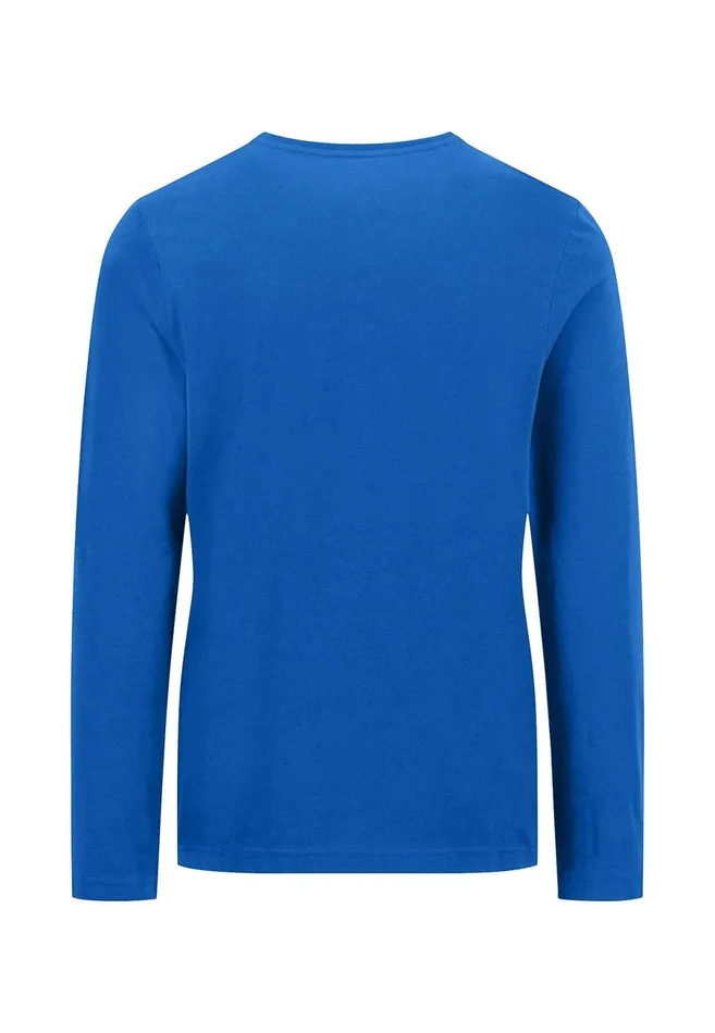 Tshirts Men FYNCHHATTON Long sleeved Shirt With A Round Neckline Navymidnightasphaltpoppy Redblackstrong Bluewhite