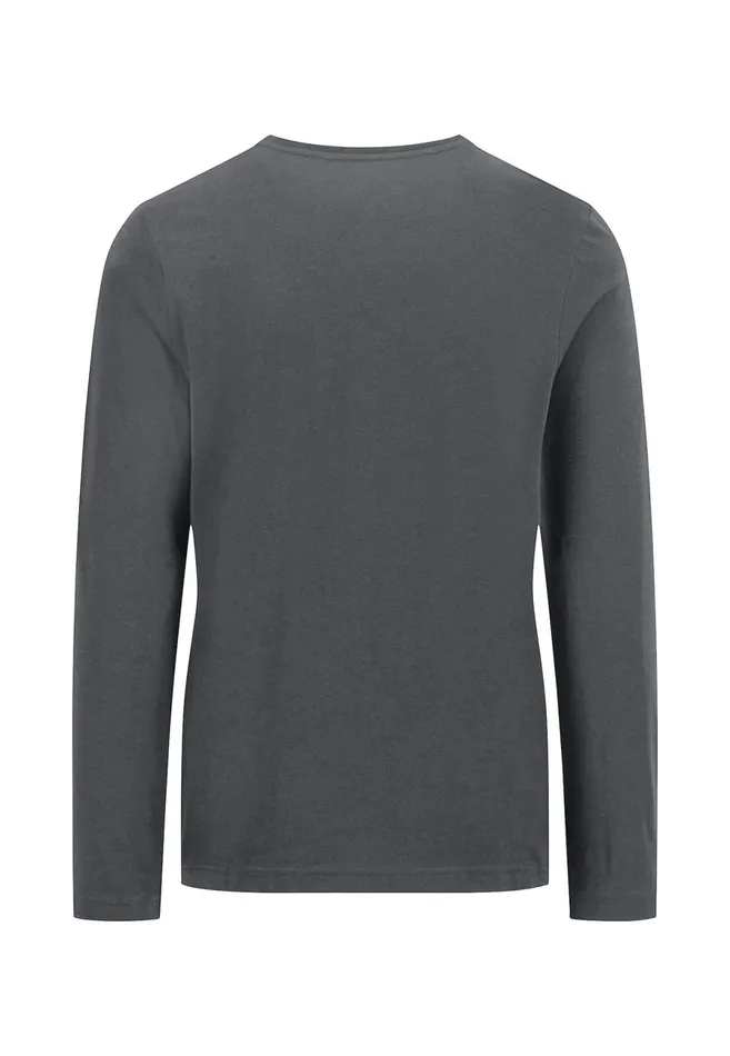 Tshirts Men FYNCHHATTON Long sleeved Shirt With A Round Neckline Navymidnightasphaltpoppy Redblackstrong Bluewhite