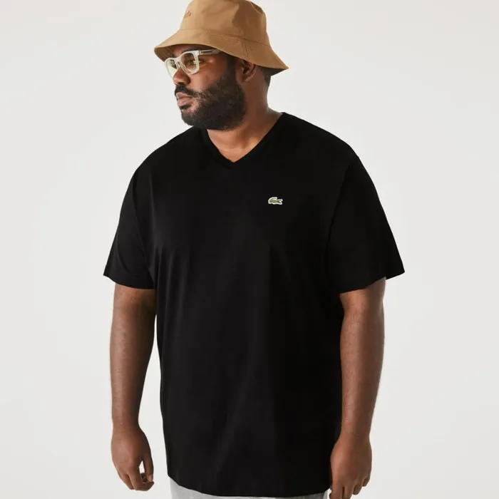 TShirts Men Lacoste Men039s Big Fit VNeck Pima TShirt Black 031