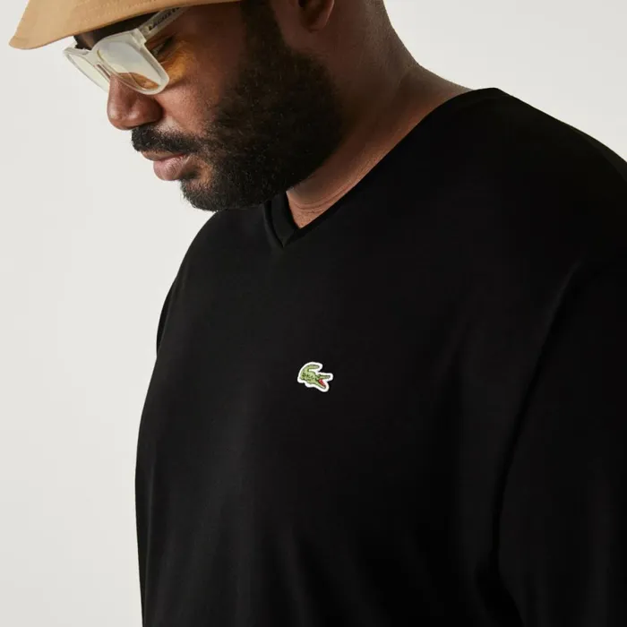 TShirts Men Lacoste Men039s Big Fit VNeck Pima TShirt Black 031