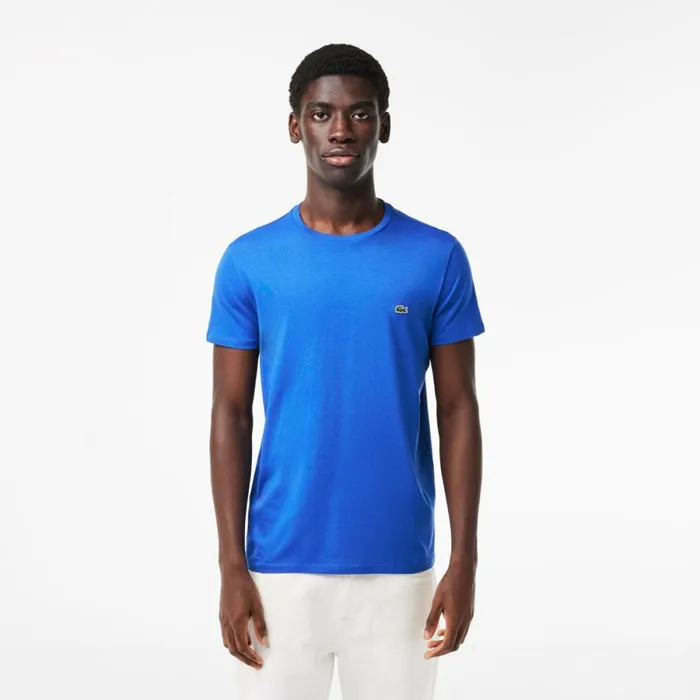 TShirts Men Lacoste Men039s Crew Neck Pima Cotton Jersey TShirt Ladigue Blue Ixw