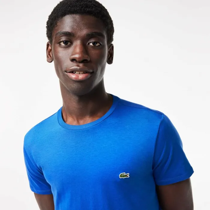 TShirts Men Lacoste Men039s Crew Neck Pima Cotton Jersey TShirt Ladigue Blue Ixw