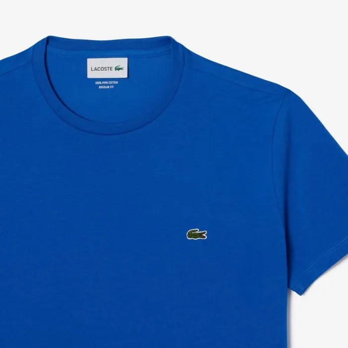 TShirts Men Lacoste Men039s Crew Neck Pima Cotton Jersey TShirt Ladigue Blue Ixw