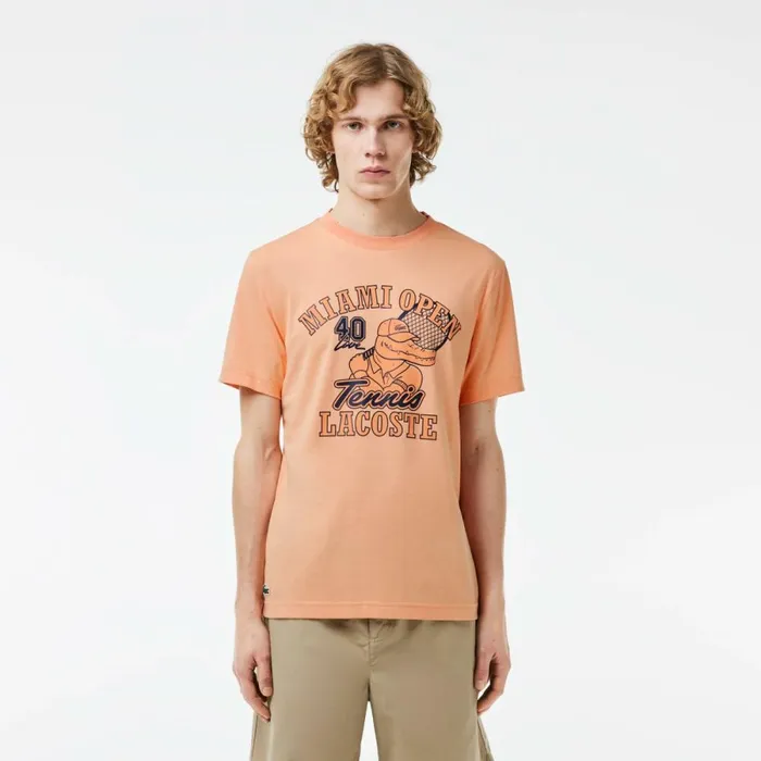 TShirts Men Lacoste Men039s Miami Open Edition UltraDry Tennis TShirt Light Orange Ixy