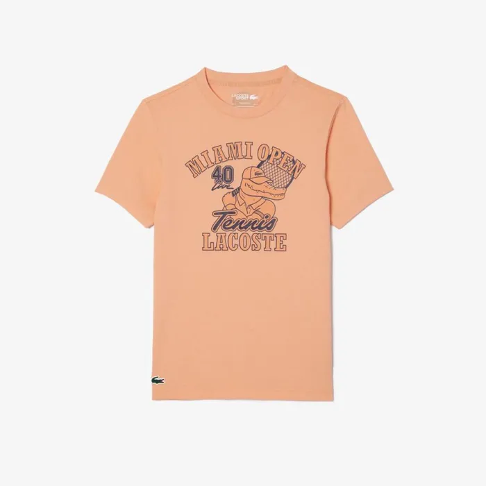 TShirts Men Lacoste Men039s Miami Open Edition UltraDry Tennis TShirt Light Orange Ixy