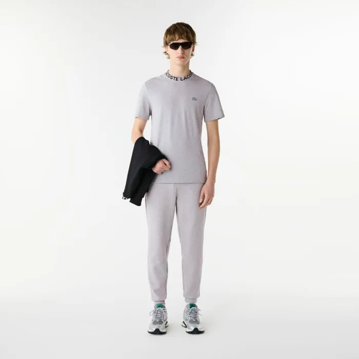 TShirts Men Lacoste Men039s Ultralight Piqu Logo Jacquard Collar TShirt Grey Chine Cca