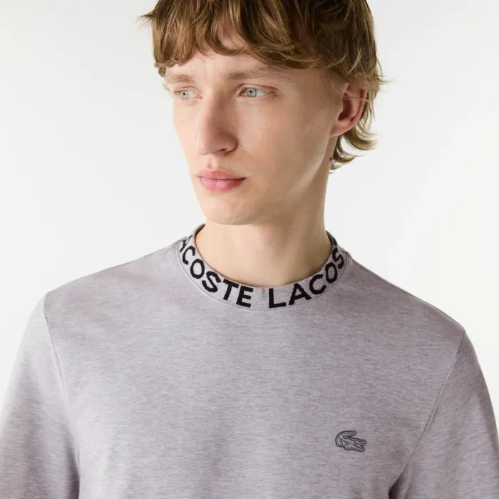 TShirts Men Lacoste Men039s Ultralight Piqu Logo Jacquard Collar TShirt Grey Chine Cca