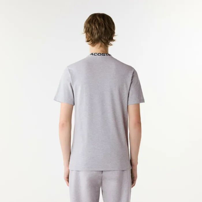 TShirts Men Lacoste Men039s Ultralight Piqu Logo Jacquard Collar TShirt Grey Chine Cca