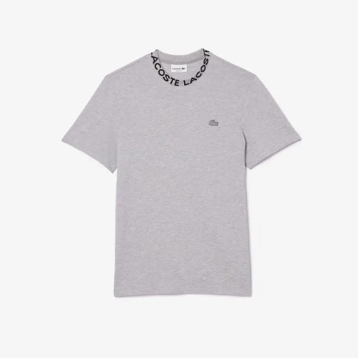TShirts Men Lacoste Men039s Ultralight Piqu Logo Jacquard Collar TShirt Grey Chine Cca