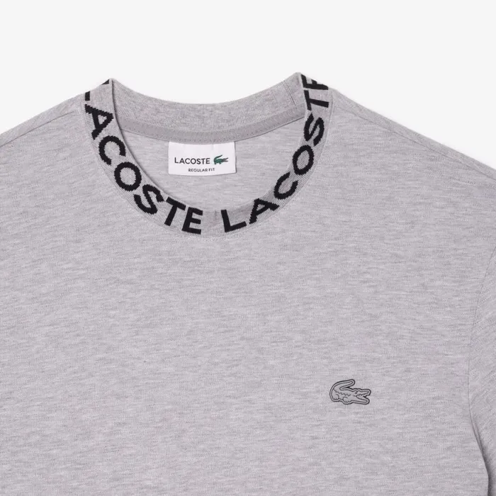 TShirts Men Lacoste Men039s Ultralight Piqu Logo Jacquard Collar TShirt Grey Chine Cca