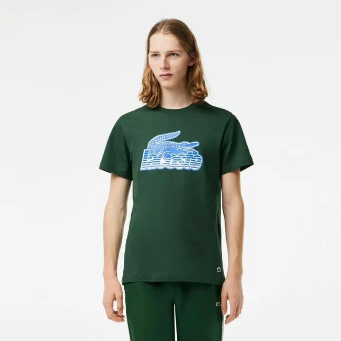 TShirts Men Lacoste Mens Cotton Jersey Print TShirt Pine Green 132