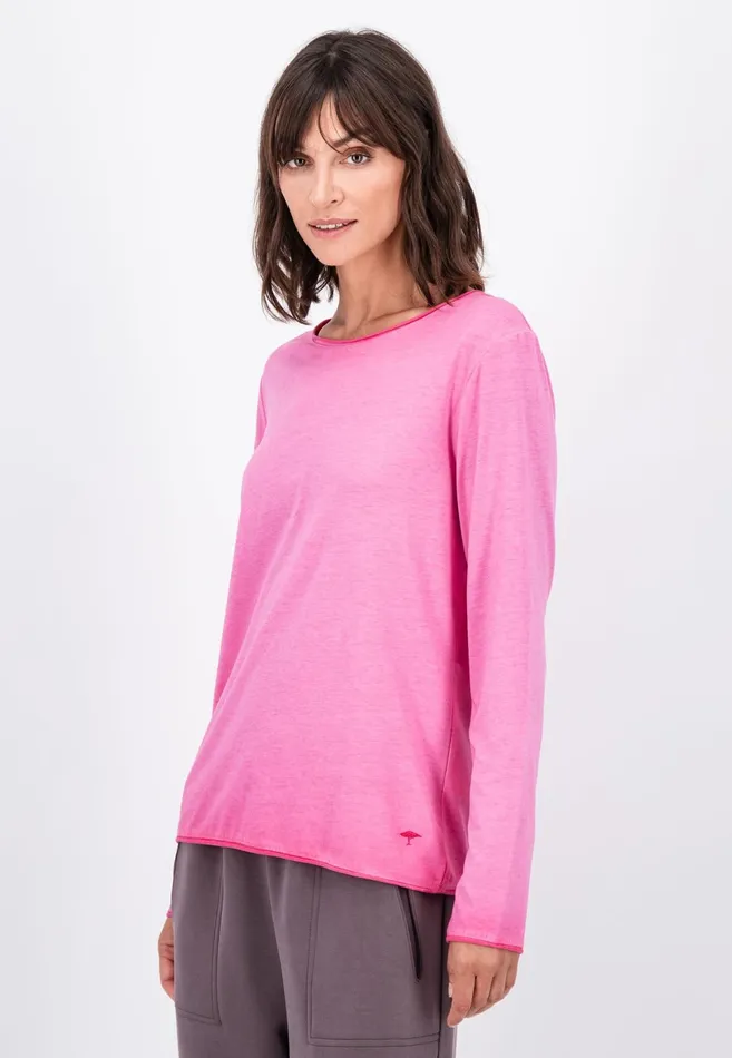 Tshirts Women FYNCHHATTON Long sleeved Shirt With A Round Neckline Elegant Pinkfaded Lavendertaupemodern Plum Tshirts Women FYNCHHATTON Long sleeved Shirt With A Round Neckline Elegant Pinkfaded Lavendertaupemodern Plum