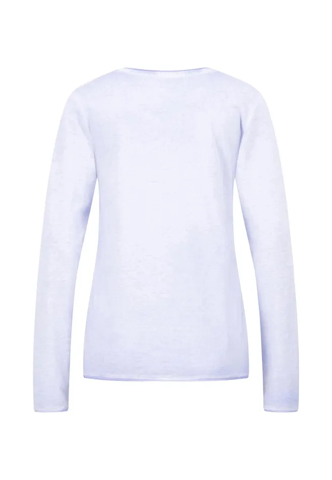 Tshirts Women FYNCHHATTON Long sleeved Shirt With A Round Neckline Elegant Pinkfaded Lavendertaupemodern Plum