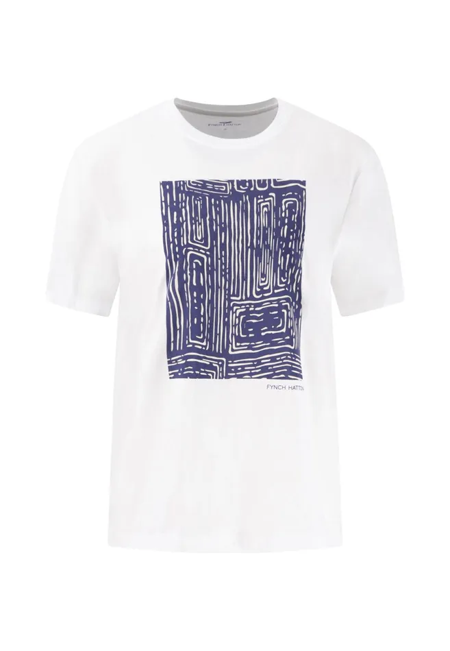 Tshirts Women FYNCHHATTON Tshirt Made Of Modal Cotton Mix With Front Print Blue Purplesummer Taupe Tshirts Women FYNCHHATTON Tshirt Made Of Modal Cotton Mix With Front Print Blue Purplesummer Taupe