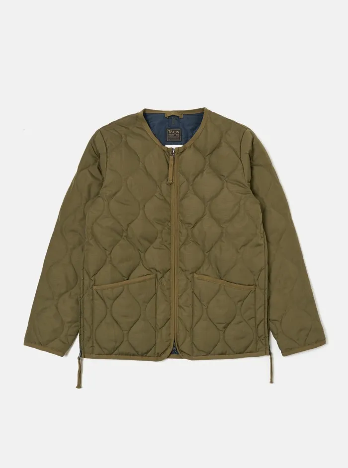 Taion Crew Neck Down Jacket In Dark Olive Ripstop Men Universal Works Coats and Outerwear