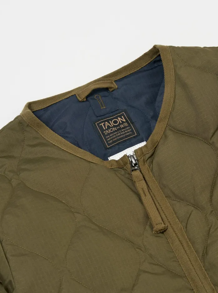 Taion Crew Neck Down Jacket In Dark Olive Ripstop Men Universal Works Coats and Outerwear