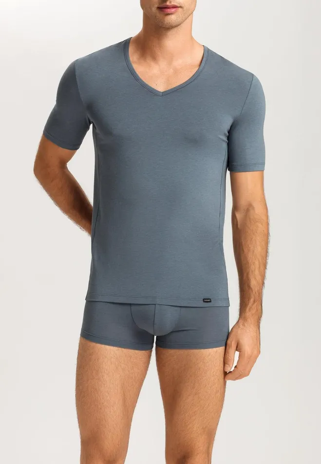 TENCEL And Cotton Fitted VNeck TShirt Black Clay Men HANRO Tops and Tees