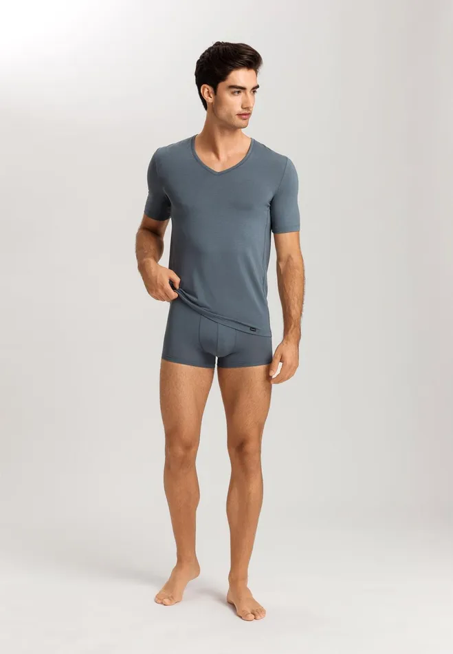 TENCEL And Cotton Fitted VNeck TShirt Black Clay Men HANRO Tops and Tees