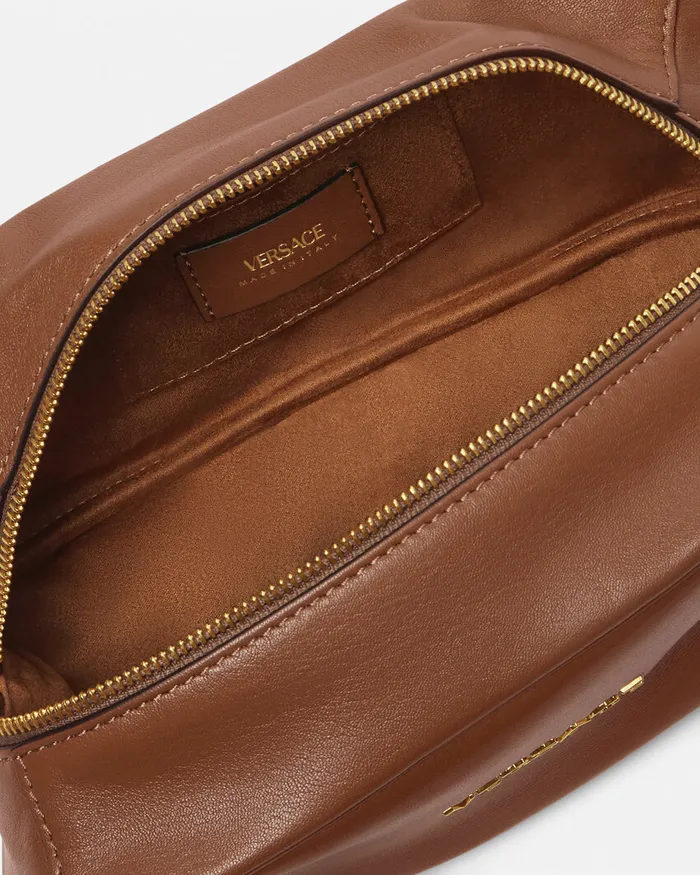 Top Handle WomenMen Versace Tag Bowling Shoulder Bag Brown