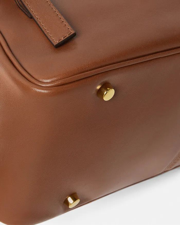 Top Handle WomenMen Versace Tag Bowling Shoulder Bag Brown