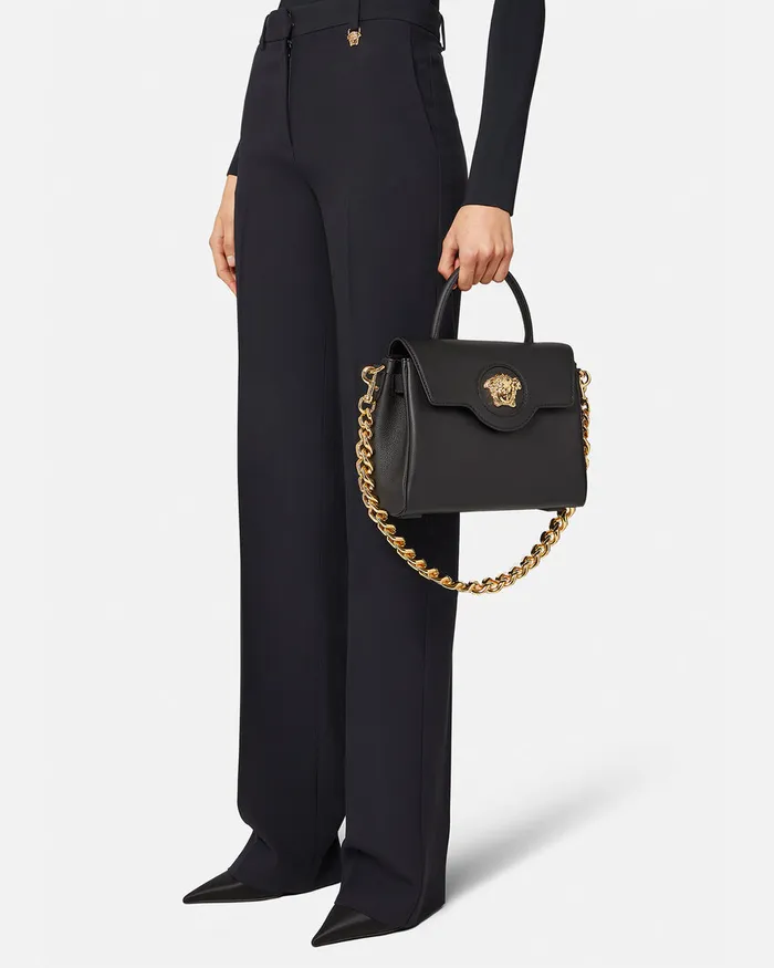 Top Handle Women Versace La Medusa Handbag Black