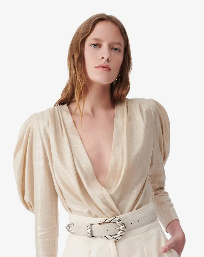 Tops and Shirts Women IRO CLARONE CRISSCROSS VNECK LINEN TOP