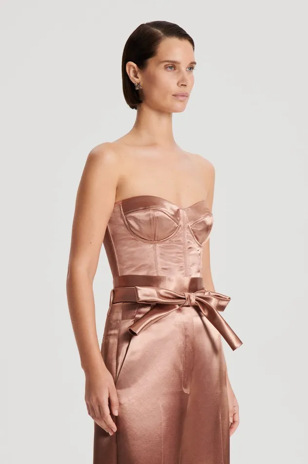 Tops FRENCH SATIN BUSTIER CINNAMON 8211 Scanlan Theodore Women