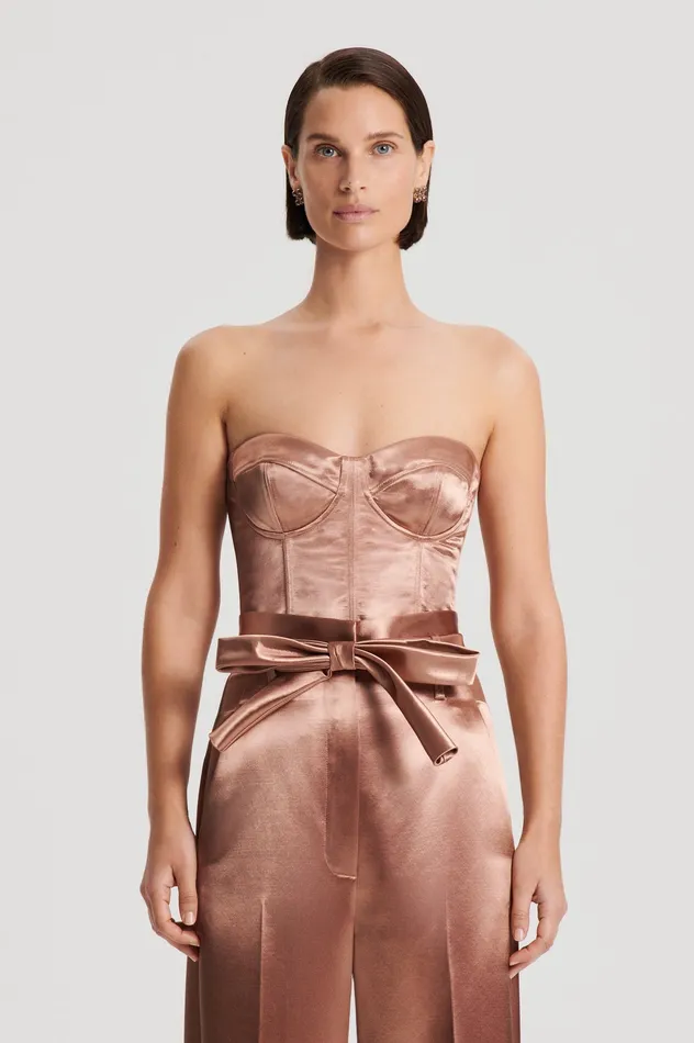 Tops FRENCH SATIN BUSTIER CINNAMON 8211 Scanlan Theodore Women